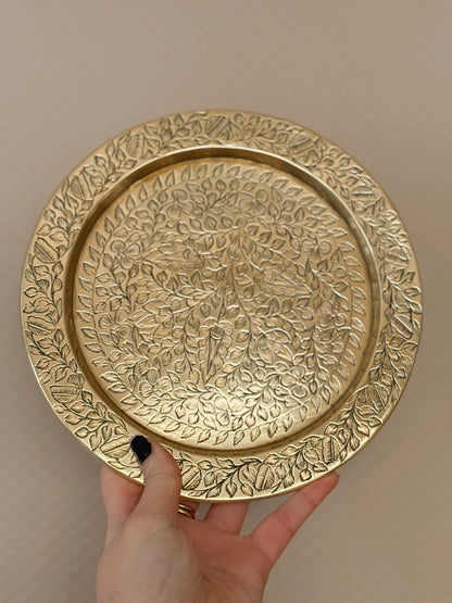 Vintage Brass Spell Plate Trinket Tray