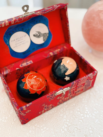 Vintage Sun + Moon Baoding Balls