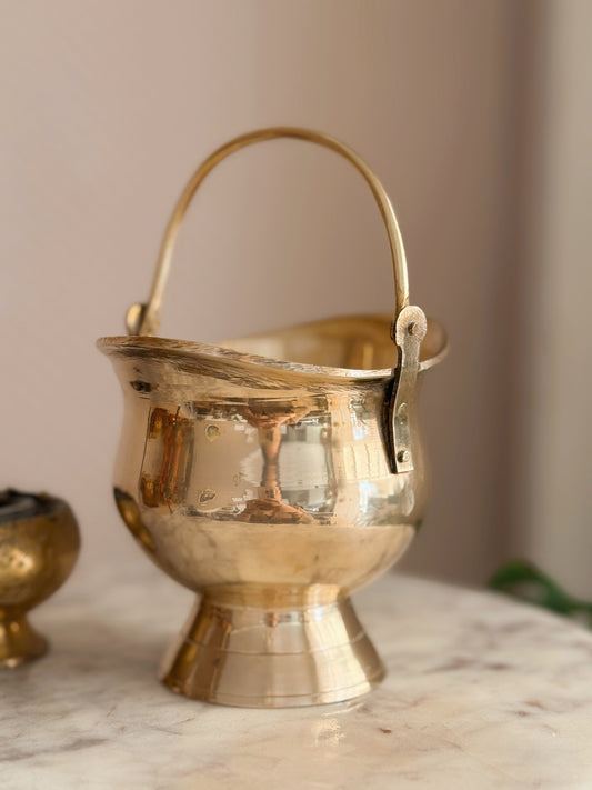 Vintage Brass Cauldron + Incense Pot