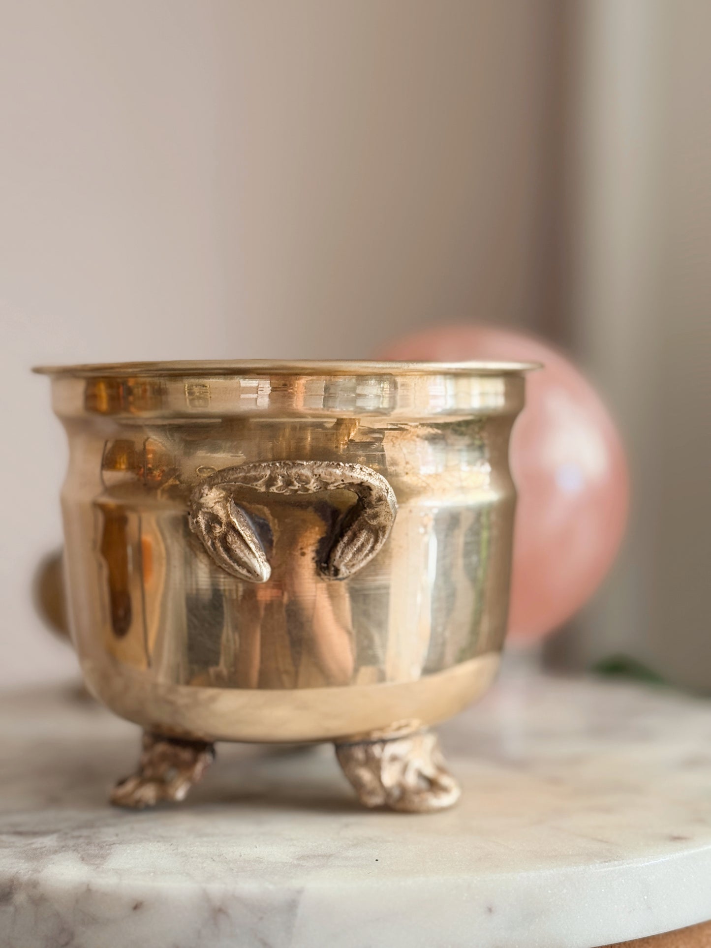 Vintage Small Brass Cauldron