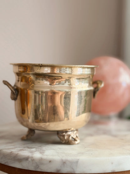 Vintage Small Brass Cauldron