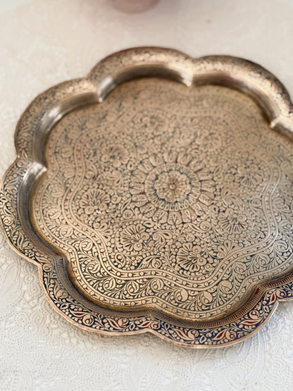 Vintage Brass Floral Spell Tray