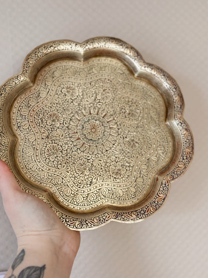 Vintage Brass Floral Spell Tray