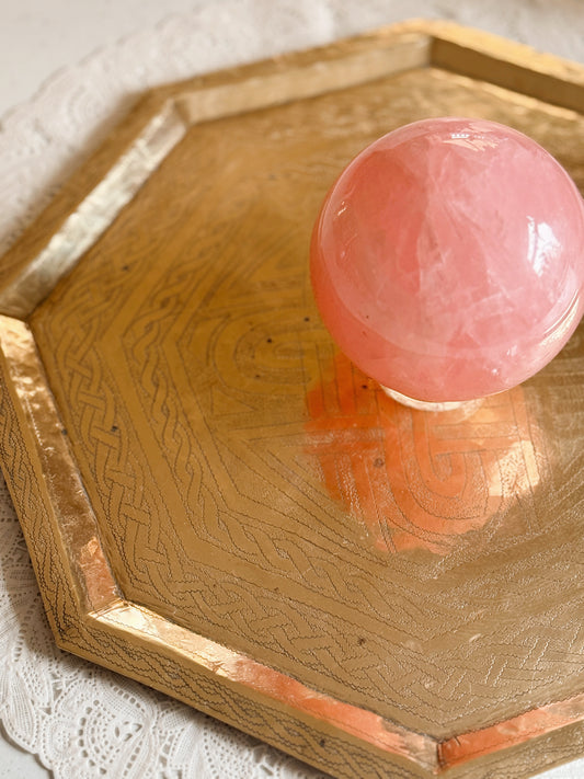 Large Vintage Brass Octagonal Tray (UK ONLY)