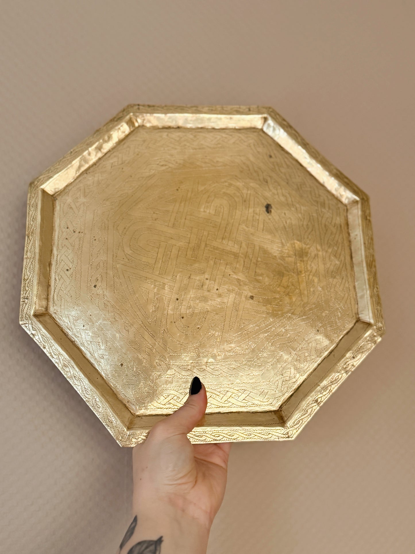 Large Vintage Brass Octagonal Tray (UK ONLY)