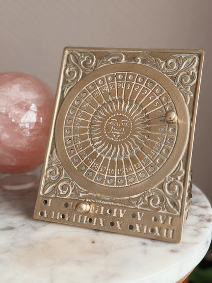 Vintage Brass Sun Perpetual Calendar