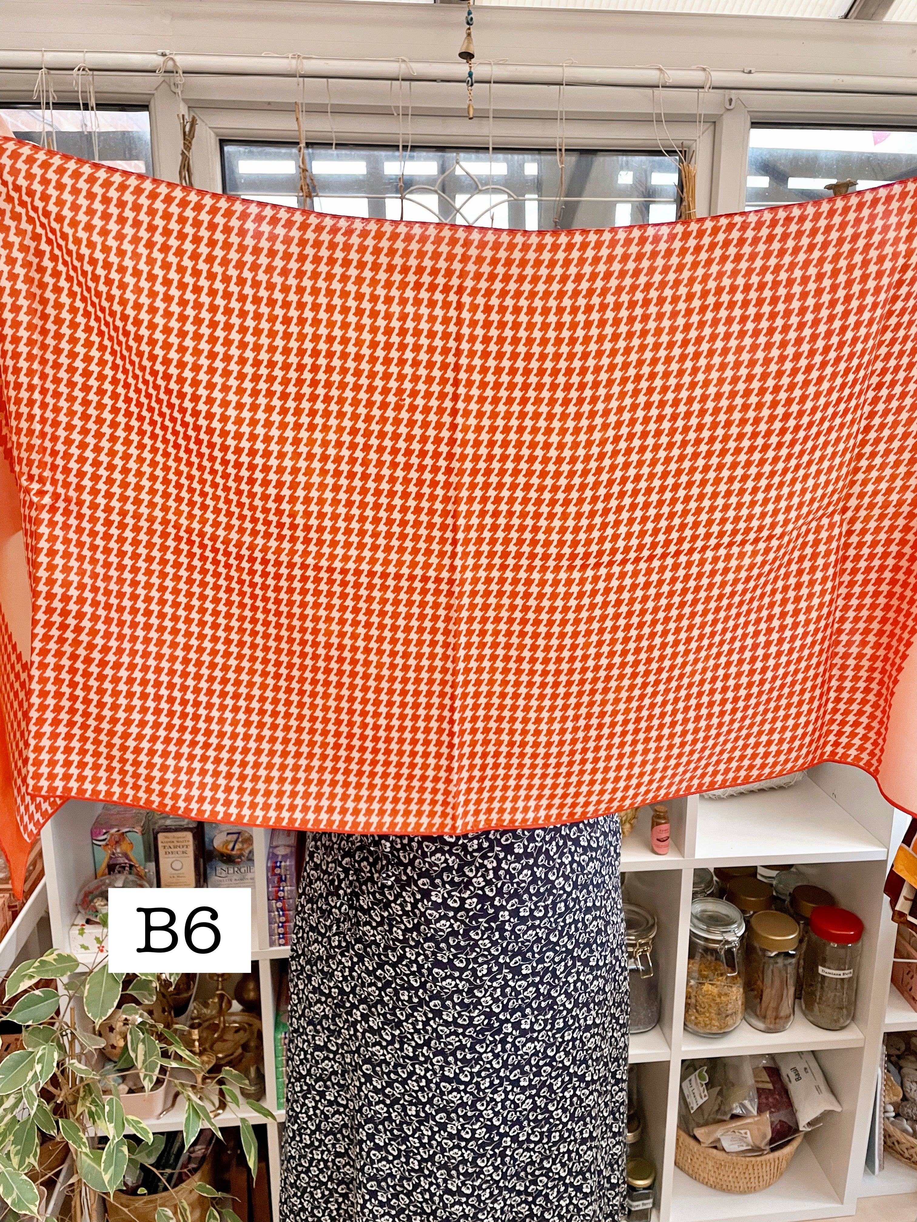 Vintage Witches Veil Scarf | Brown + Orange + Red