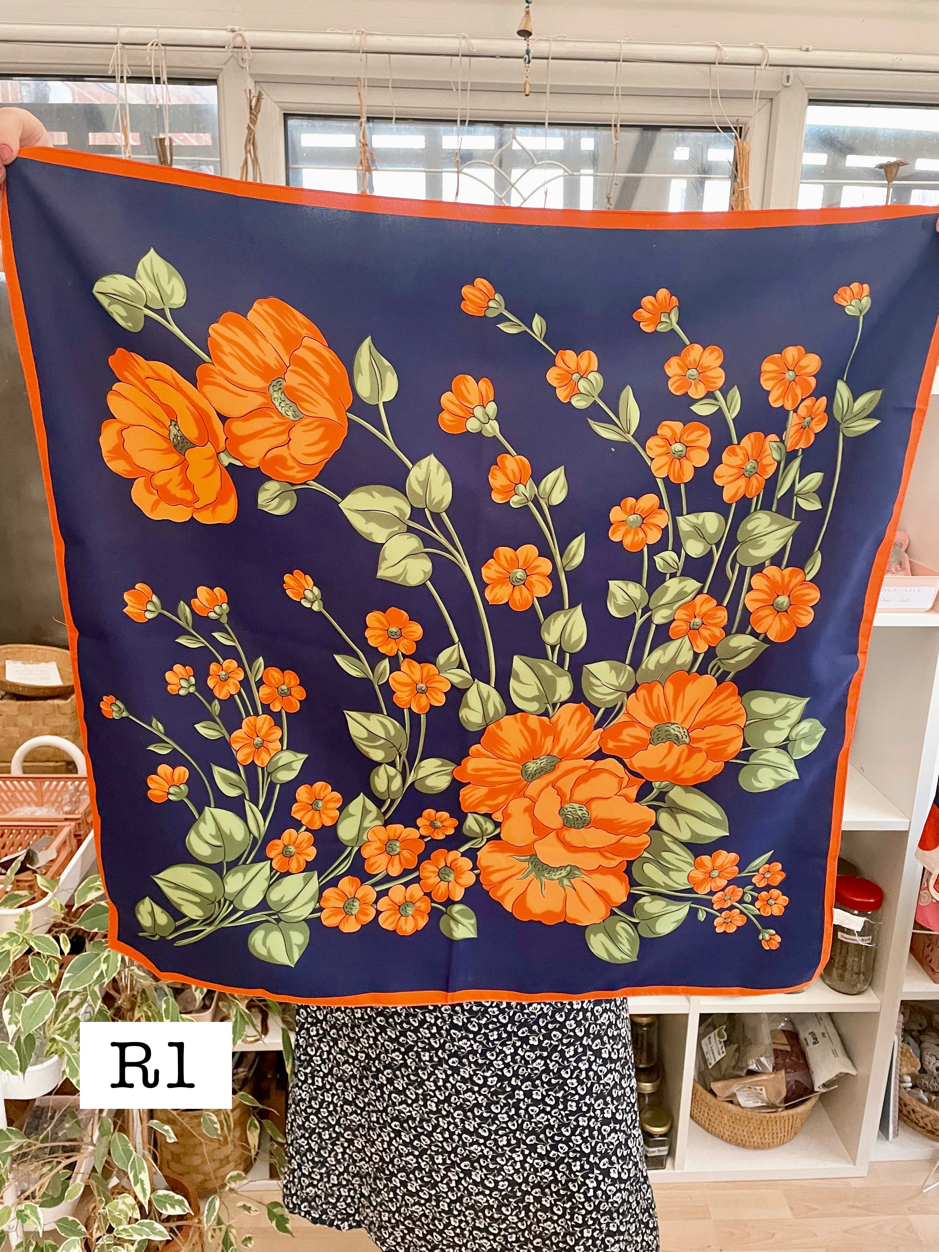 Vintage Witches Veil Scarf | Blue + Orange + Red + Brown