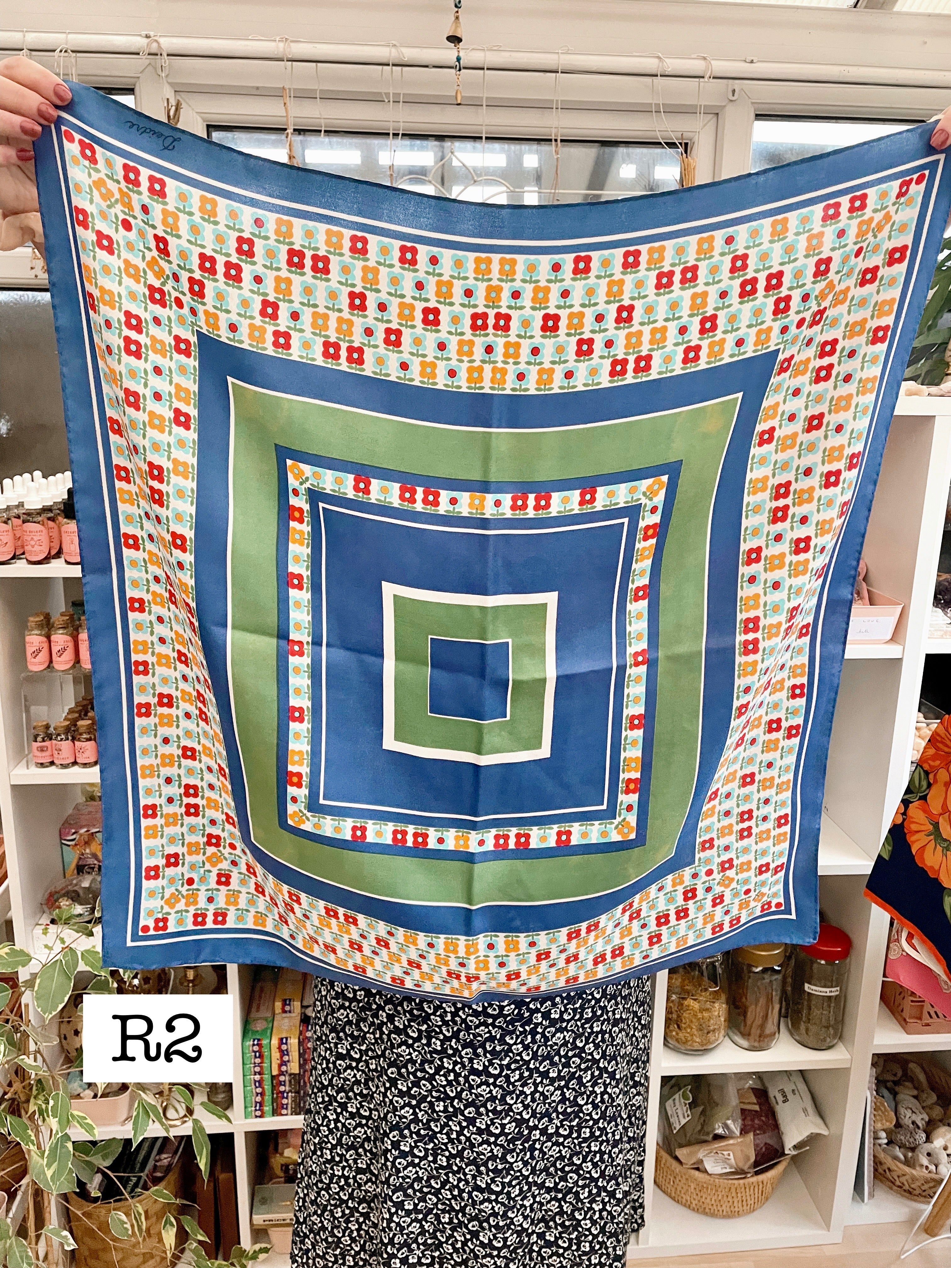 Vintage Witches Veil Scarf | Blue + Orange + Red + Brown