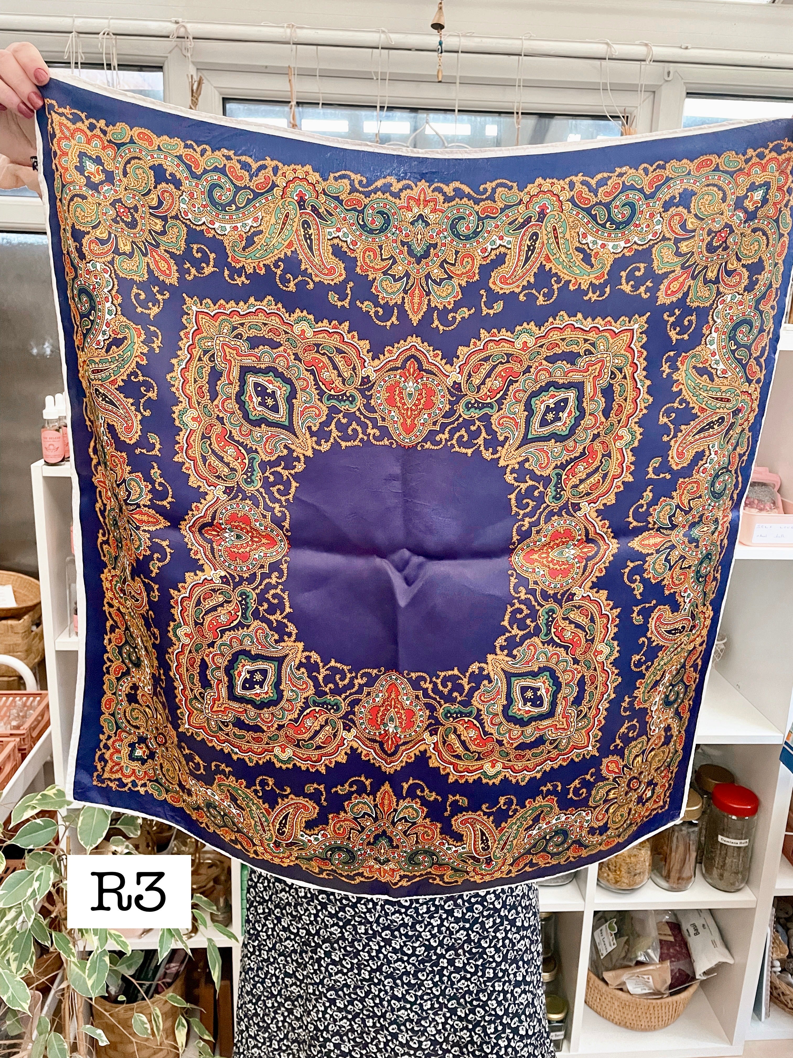 Vintage Witches Veil Scarf | Blue + Orange + Red + Brown