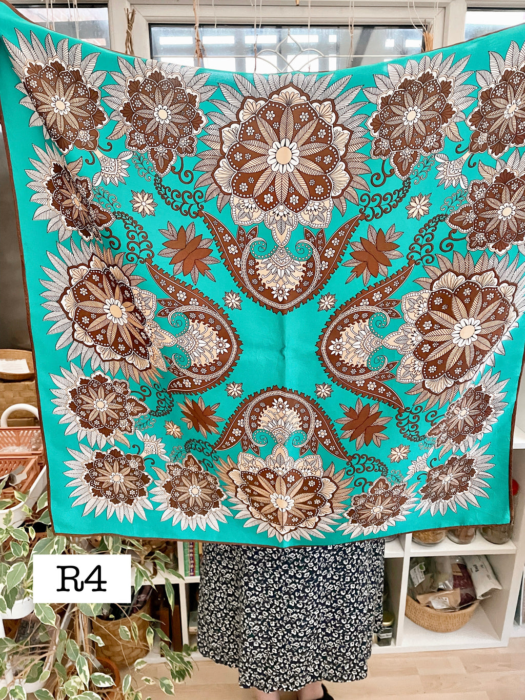 Vintage Witches Veil Scarf | Blue + Orange + Red + Brown