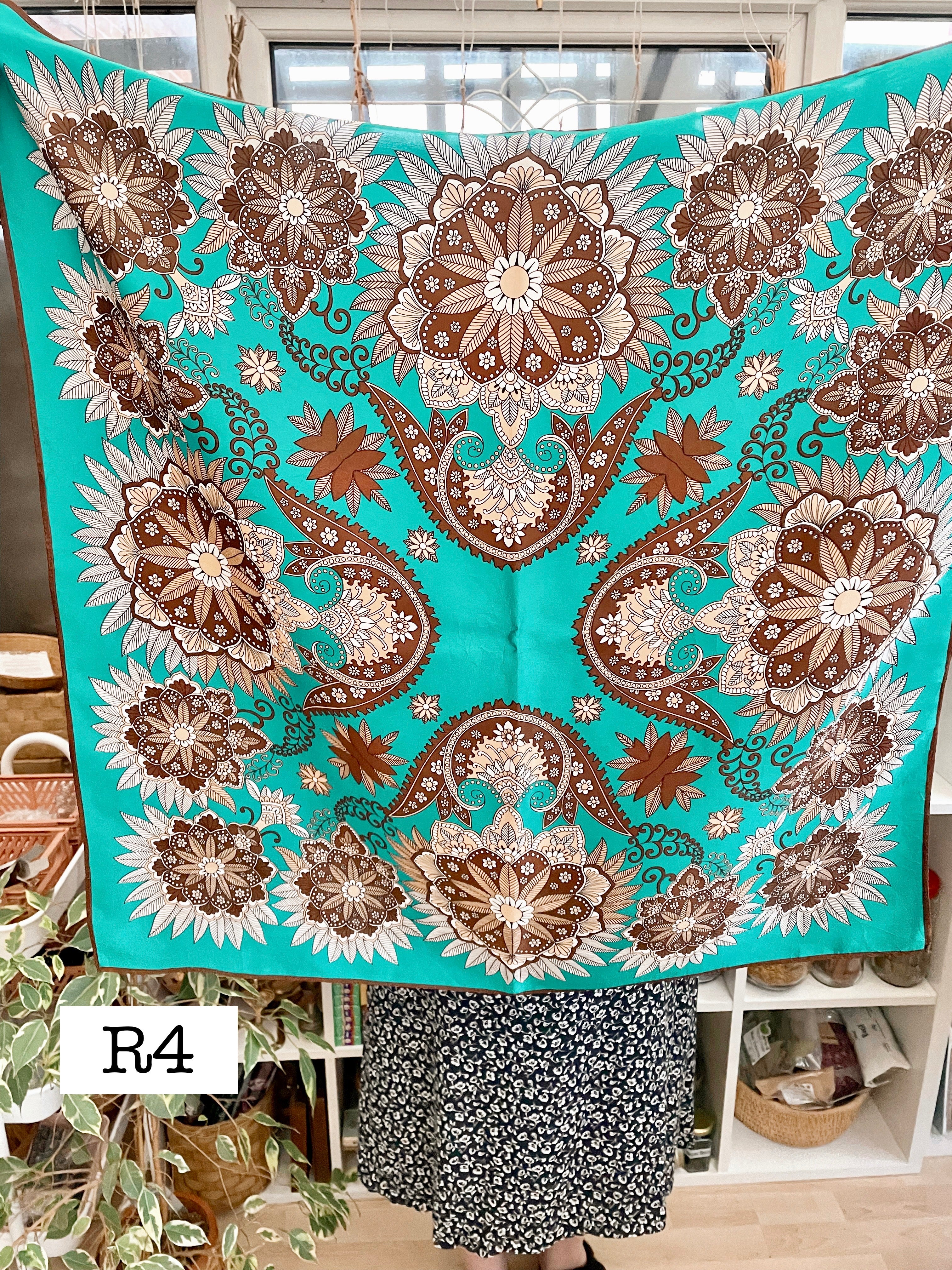 Vintage Witches Veil Scarf | Blue + Orange + Red + Brown