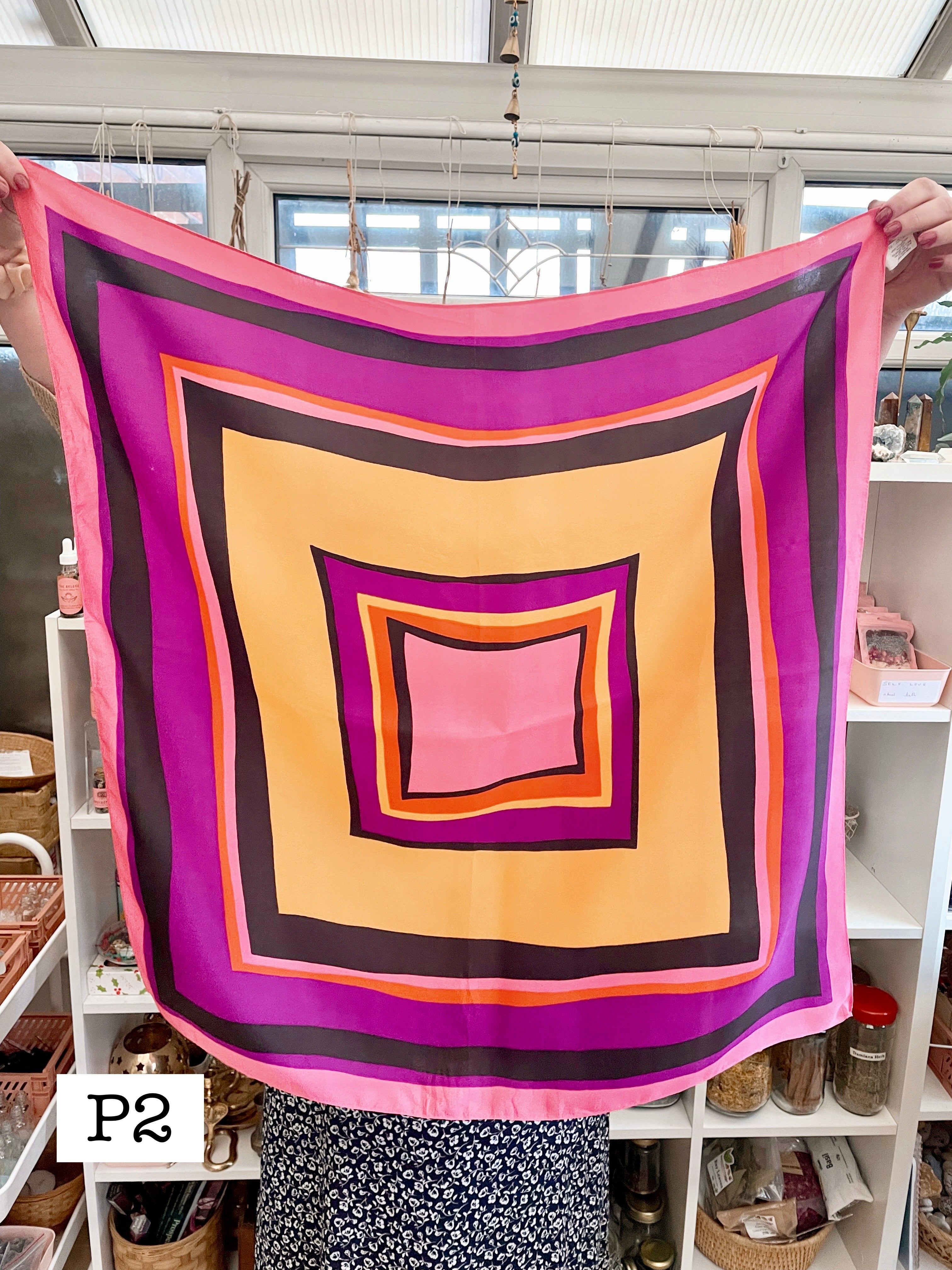 Vintage Witches Veil Scarf | Pink + Purple + Red