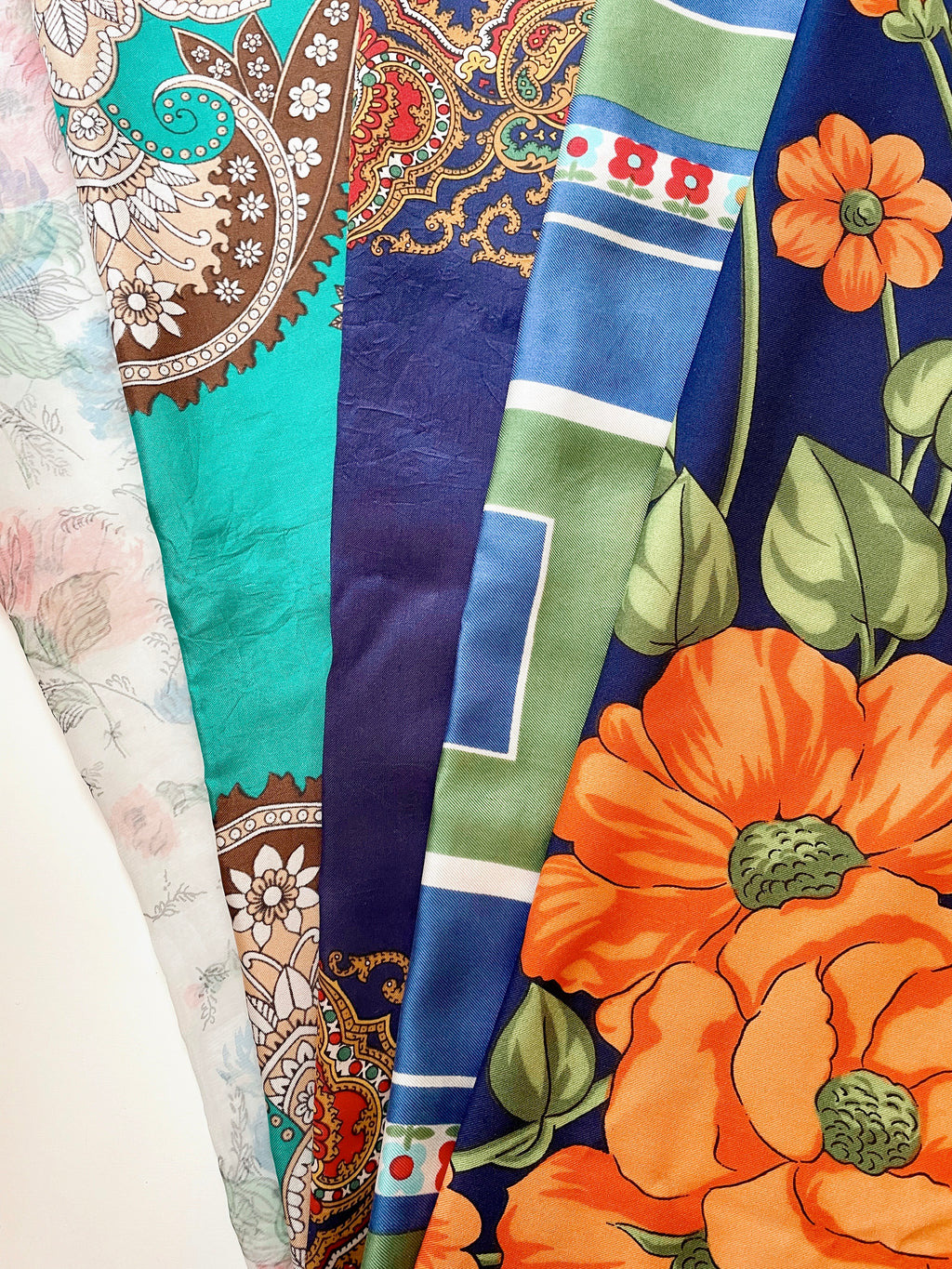 Vintage Witches Veil Scarf | Blue + Orange + Red + Brown